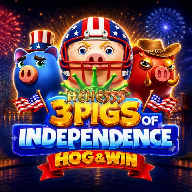 3 Pigs of Independence Hog & Win স্লট গেমের রঙিন থিম এবং প্রতীক